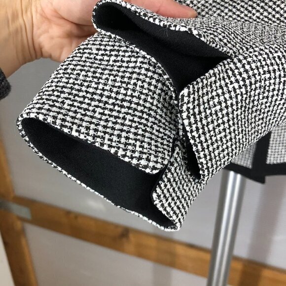 Kasper Black White Tweed Jewel Neck Blazer Sz 10 - Picture 5 of 11